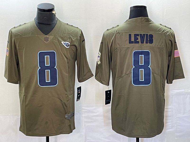 Men Tennessee Titans 8 Levis Green Nike Olive Salute To Service Limited NFL Jersey